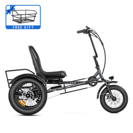 Zycle Z-500 Semi-Recumbent Fat Tire Electric Trike Brooklyn Gray